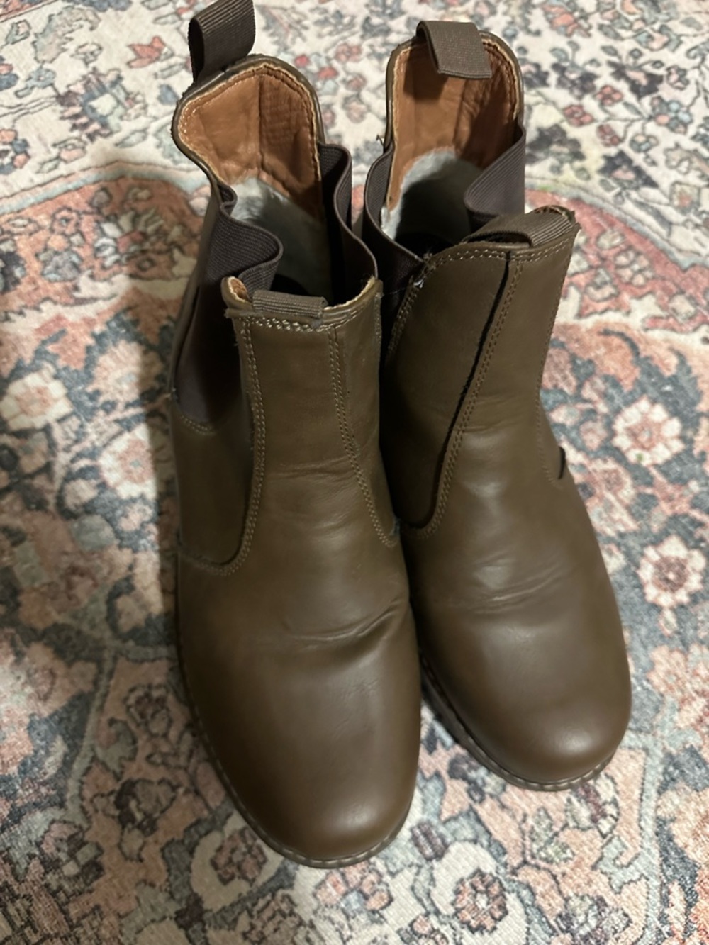 Faux Brown Leather Chelsea Boots